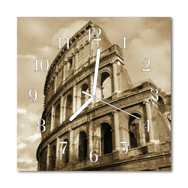 Glass Kitchen Clock Colosseum city sepia