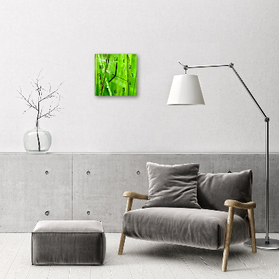 Glass Kitchen Clock Grass nature green