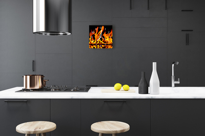 Glass Kitchen Clock Fire nature orange