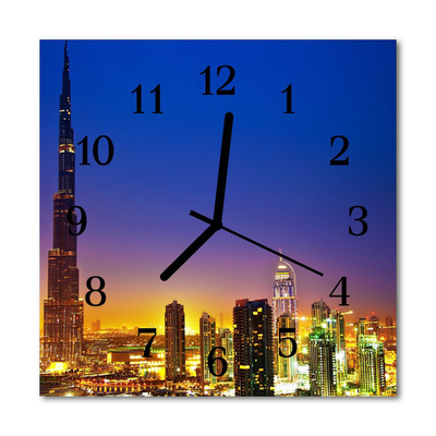 Glass Kitchen Clock Skyline dubai city multi-coloured