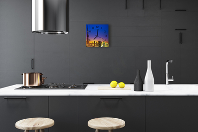 Glass Kitchen Clock Skyline dubai city multi-coloured