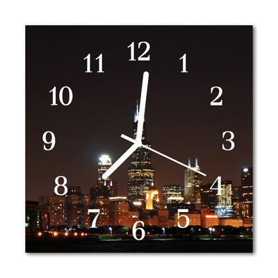 Glass Kitchen Clock Skyline night city multi-coloured