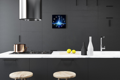 Glass Kitchen Clock Earth universe space blue