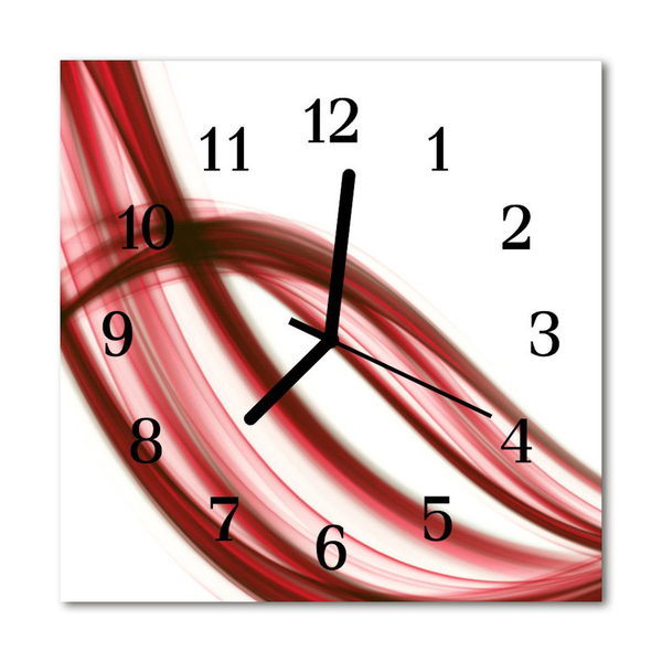 Glass Kitchen Clock Abstract lines art red