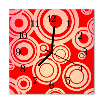 Glass Kitchen Clock Red circles art red