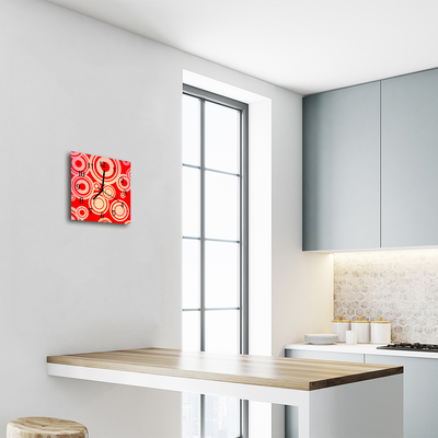 Glass Kitchen Clock Red circles art red