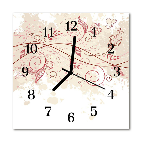 Glass Kitchen Clock Flower art flowers & plants beige