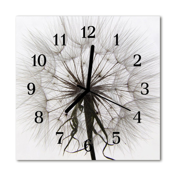 Glass Kitchen Clock Dandelion flowers & plants black & white