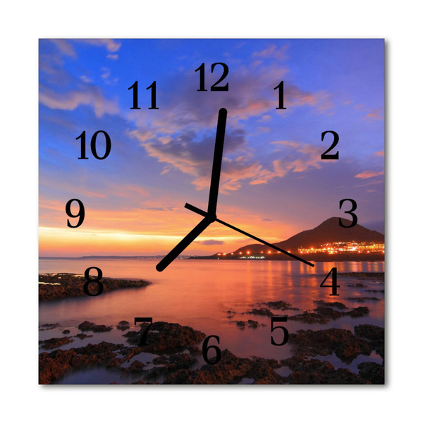 Glass Kitchen Clock Sea island landscape multi-coloured