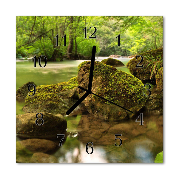 Glass Kitchen Clock Landscape river landscapes green