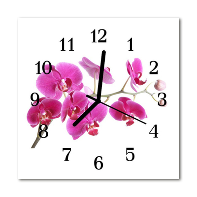 Glass Kitchen Clock Orchid flowers & plants pink