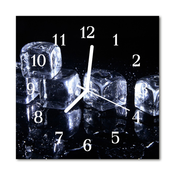 Glass Kitchen Clock Ice cubes kitchen black, white