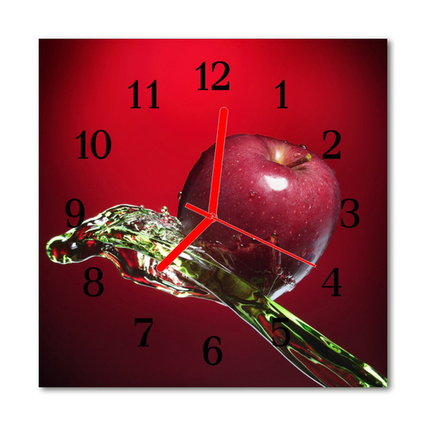 Glass Kitchen Clock Apple kitchen red