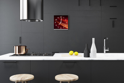 Glass Kitchen Clock Abstract art black, orange