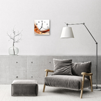 Glass Kitchen Clock Abstract art orange, grey