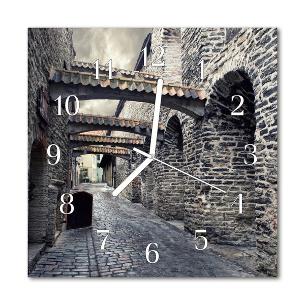 Glass Kitchen Clock Alley city grey