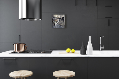 Glass Kitchen Clock Alley city grey