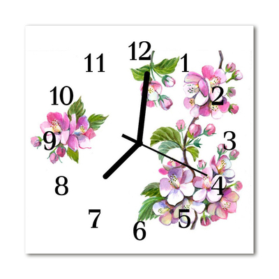 Glass Kitchen Clock Blossoms flowers & plants pink