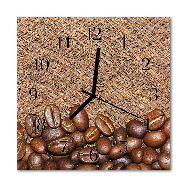 Glass Kitchen Clock Coffee beans kitchen brown