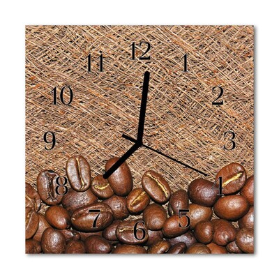 Glass Kitchen Clock Coffee beans kitchen brown