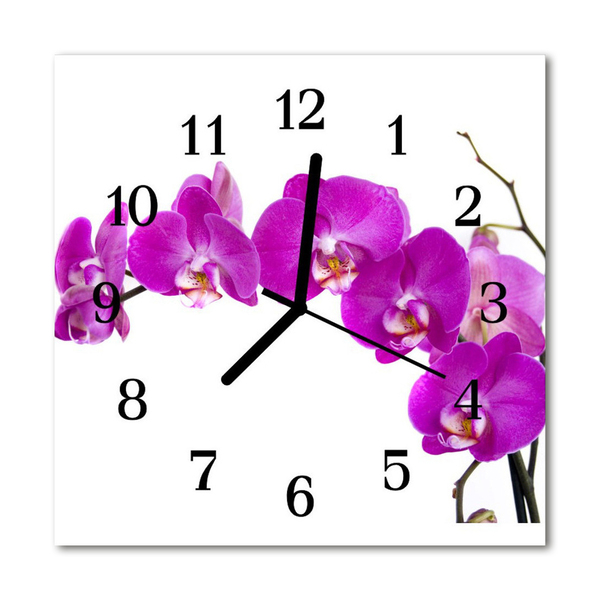 Glass Kitchen Clock Orchid flowers & plants purple