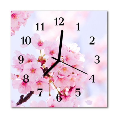 Glass Kitchen Clock Blossoms flowers & plants pink