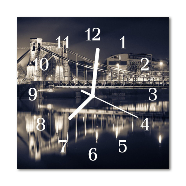 Glass Kitchen Clock Bridge architecture black