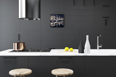 Glass Kitchen Clock Bridge architecture black