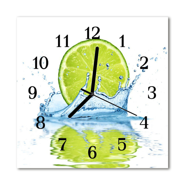 Glass Kitchen Clock Limes water kitchen green