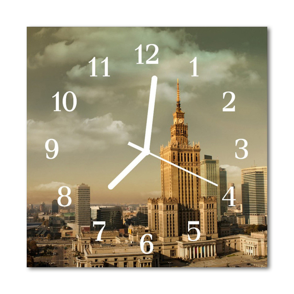 Glass Kitchen Clock Warsaw city multi-coloured