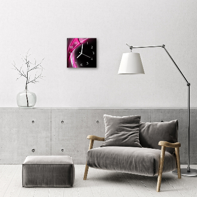 Glass Kitchen Clock Abstract lines art purple