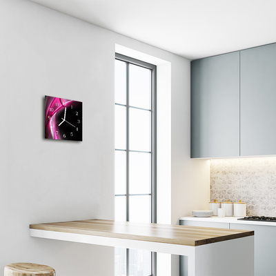 Glass Kitchen Clock Abstract lines art purple