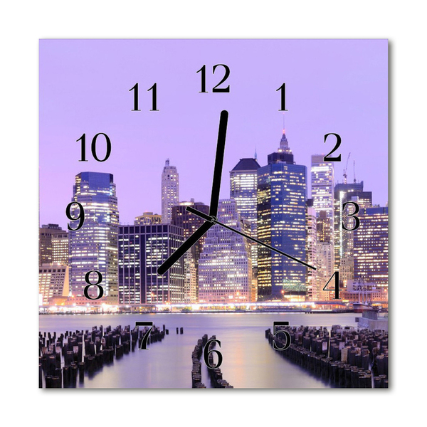 Glass Kitchen Clock Skyline city multi-coloured