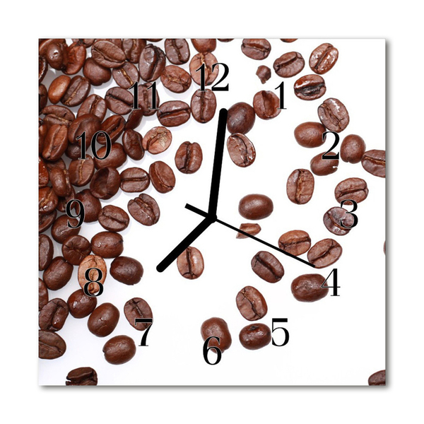 Glass Kitchen Clock Coffee beans kitchen brown