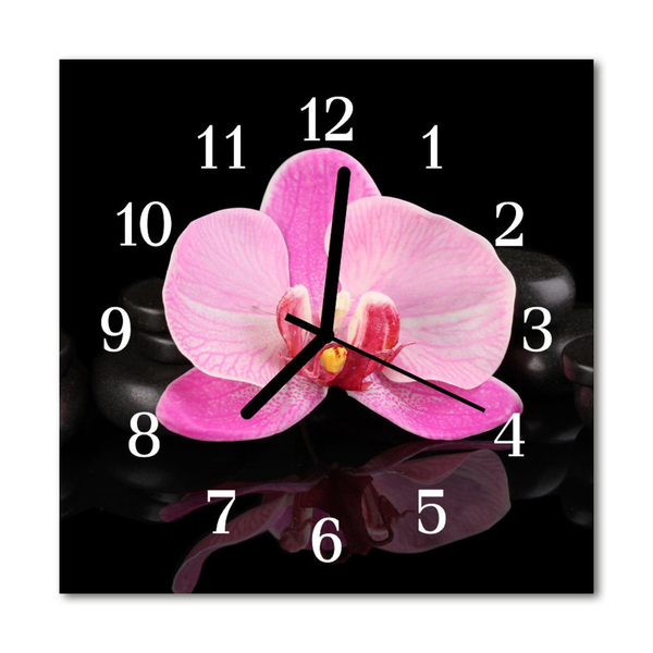 Glass Kitchen Clock Orchid flowers & plants pink