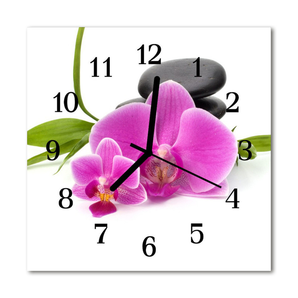 Glass Kitchen Clock Orchid flowers & plants pink