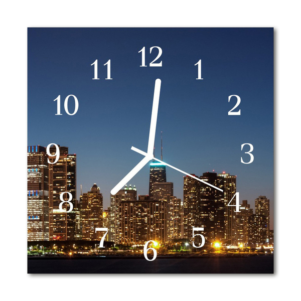 Glass Kitchen Clock Skyline city multi-coloured