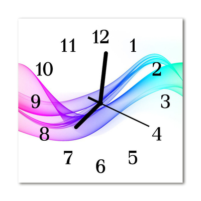 Glass Kitchen Clock Abstract lines art multi-coloured