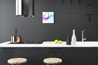 Glass Kitchen Clock Abstract lines art multi-coloured