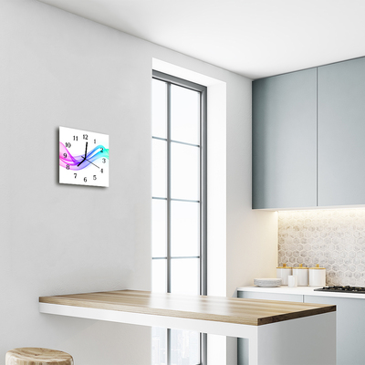 Glass Kitchen Clock Abstract lines art multi-coloured