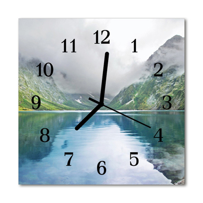 Glass Kitchen Clock Mountains lake landscape multi-coloured