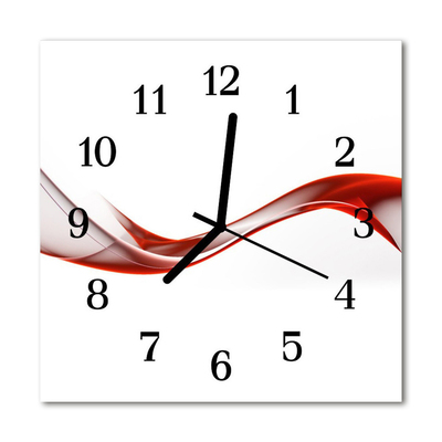 Glass Kitchen Clock Abstract lines art red, white