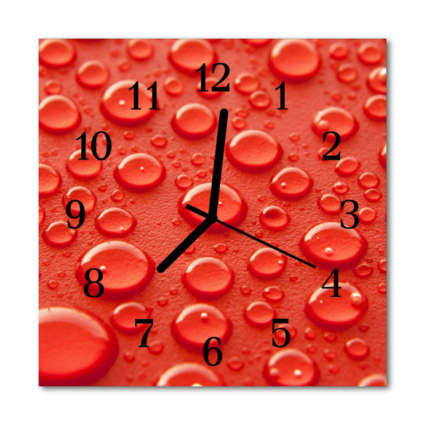 Glass Kitchen Clock Waterdrop nature red