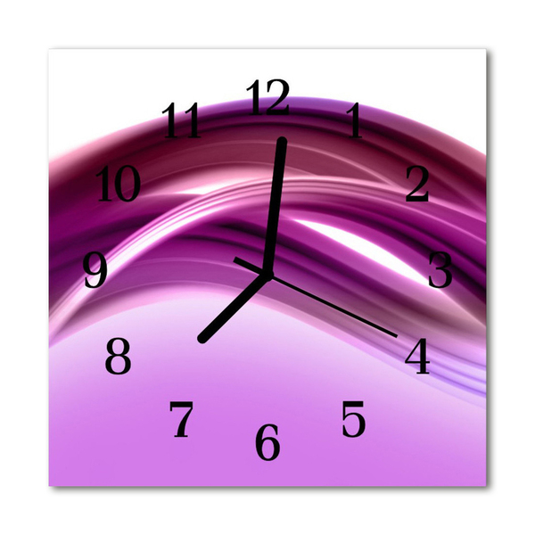 Glass Kitchen Clock Abstract lines art purple