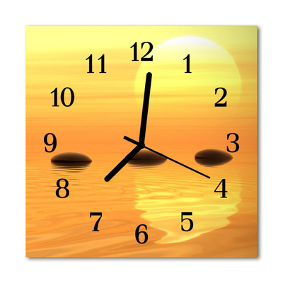 Glass Kitchen Clock Water sun nature orange