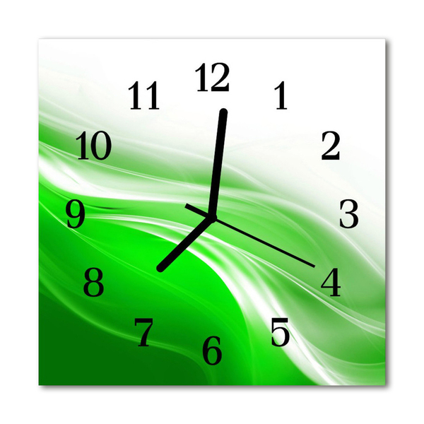 Glass Kitchen Clock Abstract art green