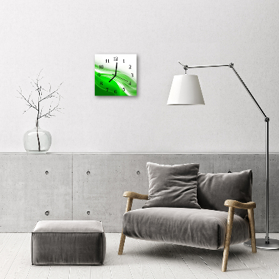 Glass Kitchen Clock Abstract art green