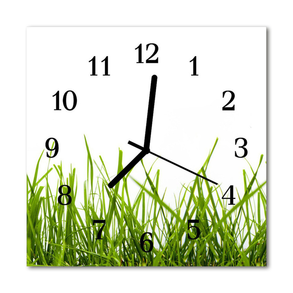 Glass Kitchen Clock Grass flowers & plants green