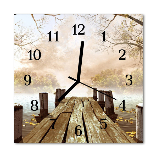 Glass Kitchen Clock Web landscapes brown