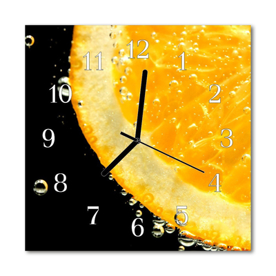 Glass Kitchen Clock Lemon food and drinks yellow